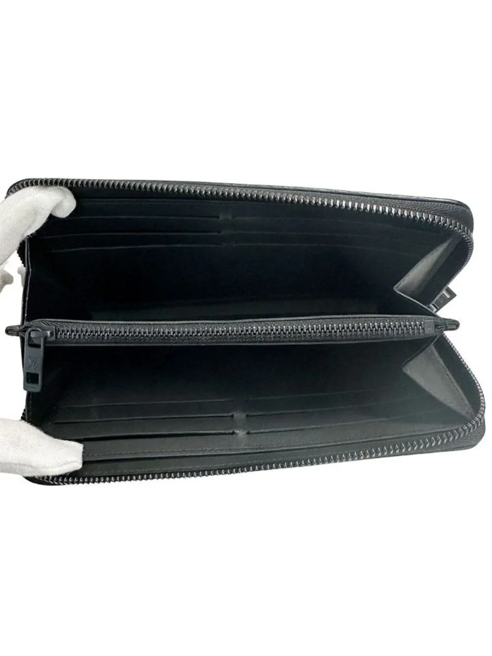 Louis Vuitton Wallet Leather Aerogram Zippy Horizontal Noir Black Zip Around
